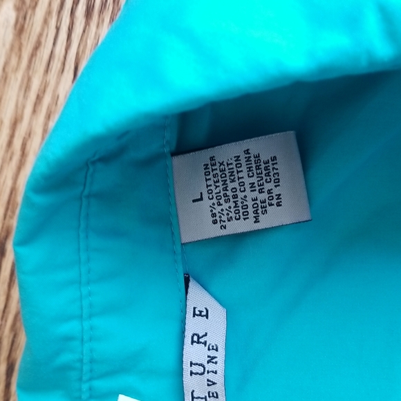 (L) Signature by Larry Levine Button Down Top Ruffle Trim Knit Accents - Picture 3 of 9